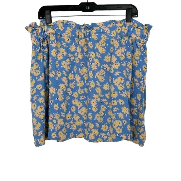 Who What Wear Blue Daisy Print Skirt Women's Size XL (No Belt) - Picture 2 of 12